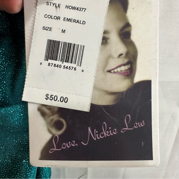 Love, Nickie Lee Womens Metallic Glitter Strappy Dress in Emerald Size Medium - Picture 6 of 10
